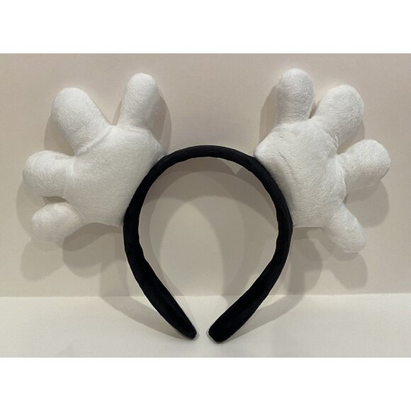 DISNEY MICKEY MOUSE Plush WHITE GLOVES Hands MOUSE EARS Headband Hairband NEW! - Picture 2 of 3